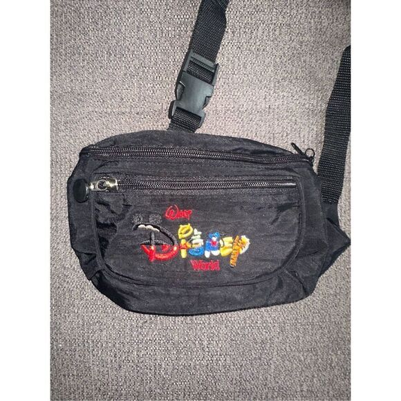 Vintage Walt Disney World Character Spell Out Fanny Pack Bag Black Unisex Adults - Picture 2 of 5